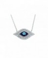 NYC Sterling Women Cubic Zirconia Evil Eye Novelty Necklace - Dark Blue - CT17XHWEKG5