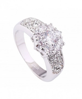 Acefeel White Gold Plated Dazzling Flower Shape Clear Austrian Drilling Promise Wedding Ring R109 - CF12B6DT1FV