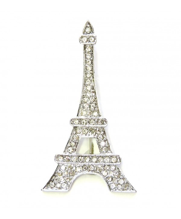 Faship Gorgeous Clear Crystal Paris Eiffel Tower Pin Brooch - C911S51HRQX