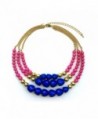 TrinketSea Multi Strand Beaded Statement Necklaces for Women Colorful Beautiful Bead Bib Blue Pink Golden - CG187EXLIDK