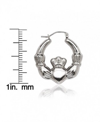 Sterling Polished Rhodium plated Claddagh Earrings