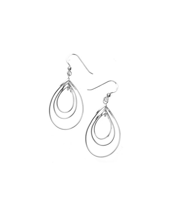925 Sterling Silver Flat Wire Tear Drop Loop Dangle Earrings 1.2" - Nickel Free - C711M2CL0EB