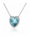 Beyond Love Blue Heart Aquamarine Crystal Pendant Necklace Birthstone Jewelry Valentines Gift for Women and Girl - CC1884H5KK5
