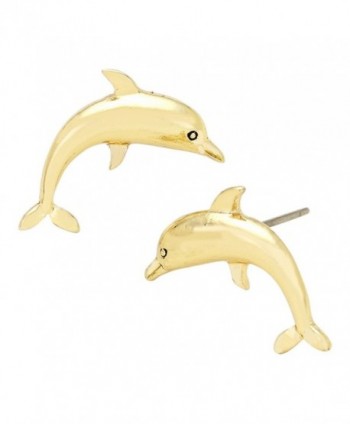 Liavy's Dolphin Fashionable Earrings - Stud - Unique Gift and Souvenir - 2 Colors - Gold Plated - C3128V7ML2Z