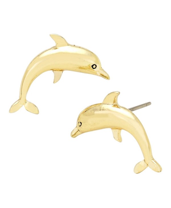 Liavy's Dolphin Fashionable Earrings - Stud - Unique Gift and Souvenir - 2 Colors - Gold Plated - C3128V7ML2Z