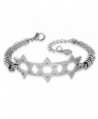 Stainless Steel Jewish Star of David Chain Bracelet- 9" - White - CO12KAYJ269