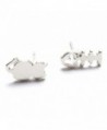18k White Gold Plated CAT and Fish Bone Stud Earring [Jewelry] - CT11YK08KEB
