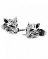 Wolf Earring Studs for Women Girl Vintage Stainless Steel Jewelry - CM12N7860M4