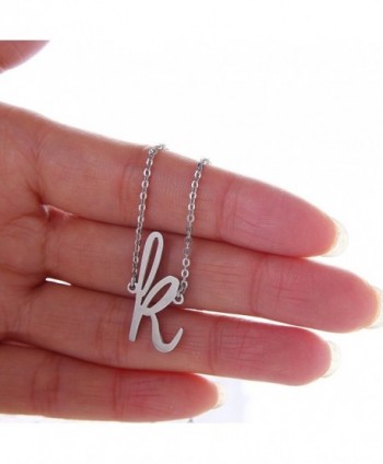 Stainless Womens Initial Pendant Necklace