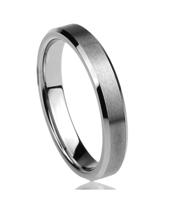 4MM Titanium Womens Rings Beveled Edges Brushed Comfort Fit Classy Wedding Bands - CV11BJ6HHHZ