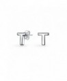 Bling Jewelry Modern Alphabet Letter T Initial Stud earrings 925 Sterling Silver 55mm - CD12562O3BP
