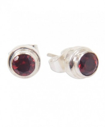 NOVICA Garnet Sterling Earrings Simplicity in Women's Stud Earrings