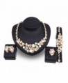 KAVANI Luxury African 4 Pieces Jewelry Sets Necklace Ring Earrings Bracelet Sets - Flower Gold - CW182GU28IM