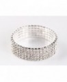 NYBK 7'' Bridal Rhinestone Stretch Bracelet Silver Tone - Ideal for Wedding- Prom- Party or Pageant - CY11K4AQOVV