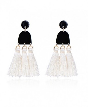 Pipitree Long Tassel Earrings For Women Geometric U shape Bohemia Drop Dangle Earrings - White - CV187AN23MT