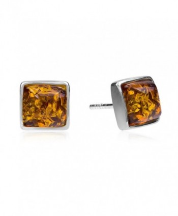 Amber Sterling Silver Perfect Square Stud Earrings - CB1850338DY