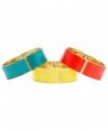 Lova Jewelry Bright Red- Steel Blue Turquoise- Yellow Sleek Hinge Metal Bangle Bracelet (Set of 3) - C412O3RLKYE