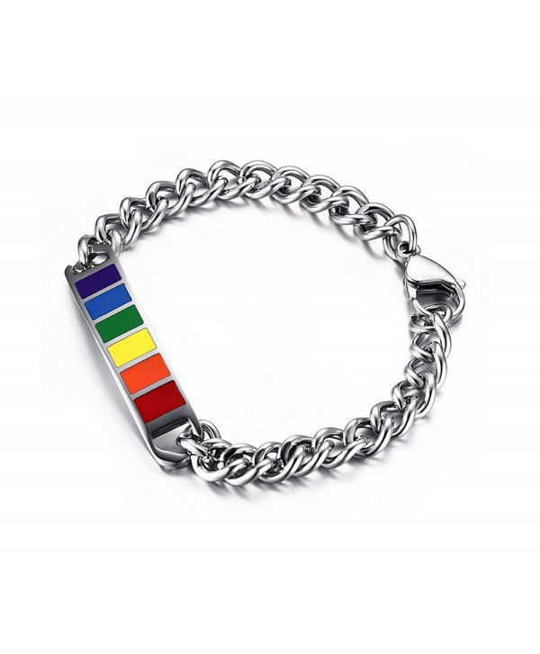 Vnox Jewelry Stainless Steel Rainbow Rubber Gay & Lesbian LGBT Pride Bracelet--Width 10mm-8" - CE11XGXUUJB