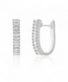 Lesa Michele Baguette Cubic Zirconia Hoop Earrings in Sterling Silver - C1187ZADH3E