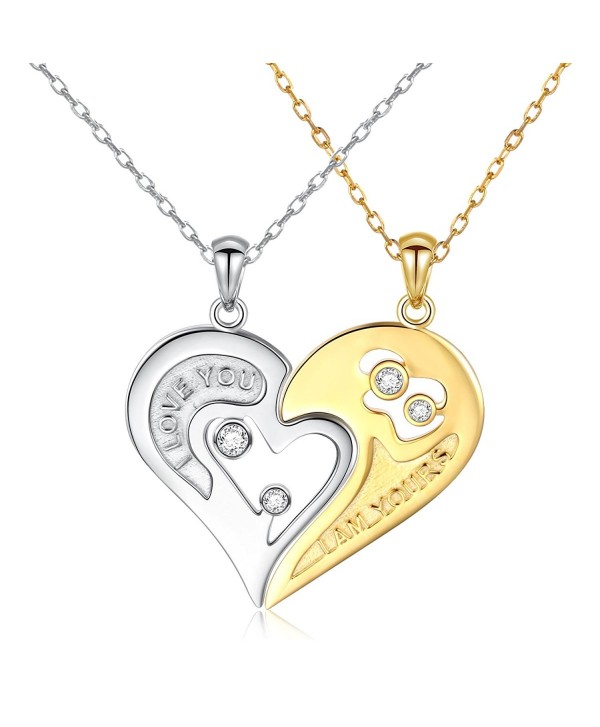 DAOCHONG S925 Sterling Silver Couple Necklace Heart CZ for Women and Men - CR189YS5YY2