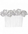 BriLove Women's Bohemian Crystal Charming Wave Shape Flower Wedding Bride Side Hair Comb Silver-Tone Clear - CV123B38ACX