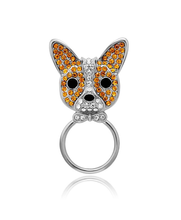 SENFAI Lovely French Bulldog Eyeglass Holder Brooch for Dog Lover - Silver - CW182W7Z3IX