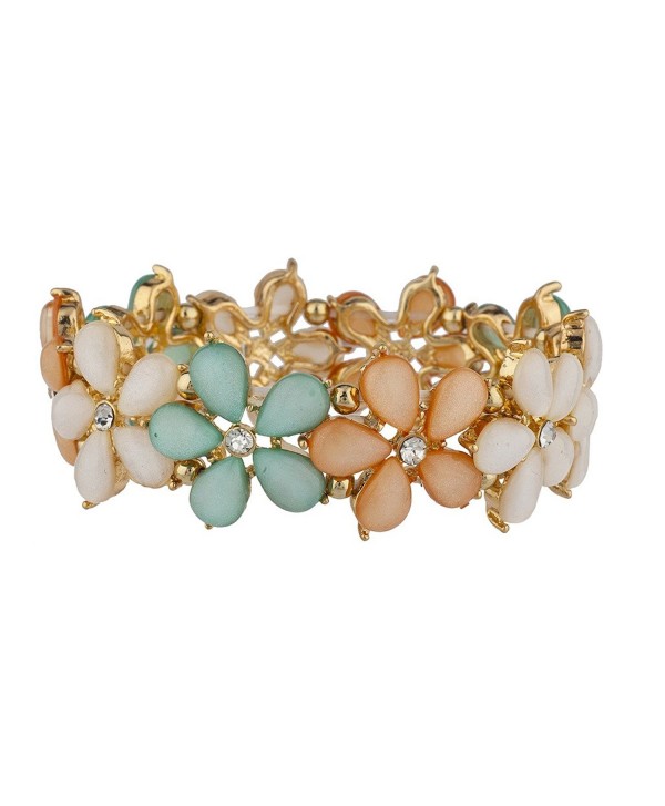 Lux Accessories Shades of Spring Flower Stretch Bracelet - CN12HHCWXJ1