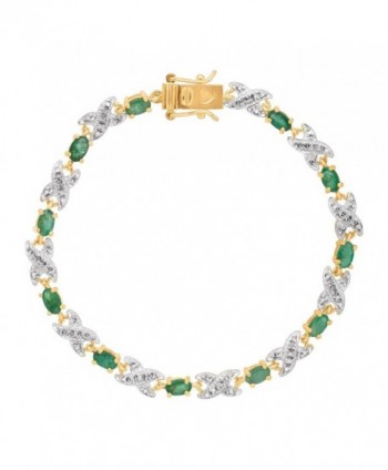 2 3/8 ct Natural Emerald Xo TennisBracelet with Diamond in 10K Gold-Plated Sterling Silver - CH1853KH0DQ