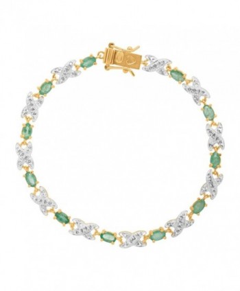 Natural Emerald TennisBracelet Gold Plated Sterling