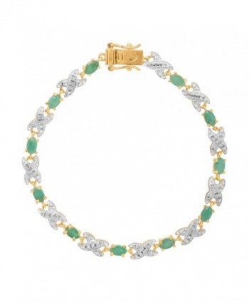 Natural Emerald TennisBracelet Gold Plated Sterling in Women's Tennis Bracelets