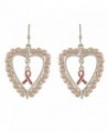 ACCESSORIESFOREVER Pink Ribbon Jewelry Pearl Heart Breast Cancer Awareness Dangle Earrings E1187 - CE129K51GS7