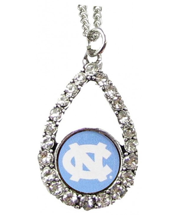 North Carolina Tar Heels Blue Teardrop Clear Crystal Silver Necklace Jewelry UNC - CJ11J1G16IL