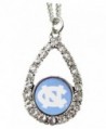North Carolina Tar Heels Blue Teardrop Clear Crystal Silver Necklace Jewelry UNC - CJ11J1G16IL
