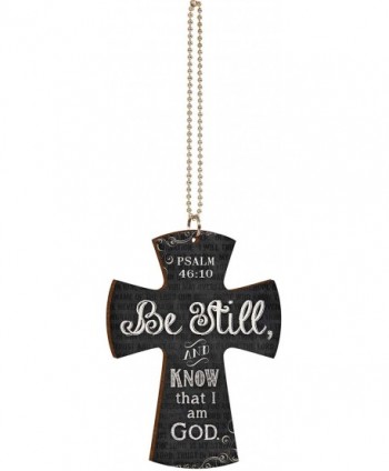 Be Still and Know That I Am God Scripture Page Chalkboard Look Cross Wood Car Charm - C011QNDY40R