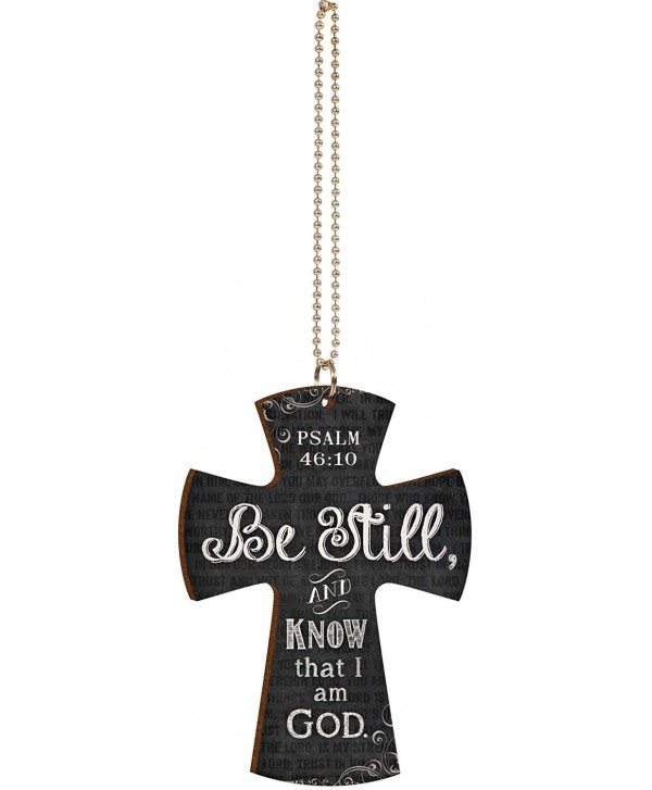 Be Still and Know That I Am God Scripture Page Chalkboard Look Cross Wood Car Charm - C011QNDY40R