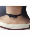 AnVei-Nao Vintage Lolita Cosplay Gothic Black Velvet Bow Bell Choker Necklace - Silver - CG12EOCXM3D