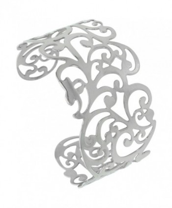 Stainless Steel Wide Cuff Bracelet for Women 1 1/2 - 2 inch wide- size 7.5 inch - C3115WGO65J