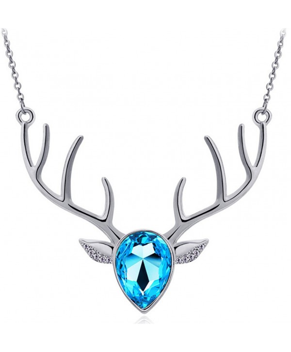 Wiipu Factory sale silver blue-violet charm necklace-hot sell Deer shape crystal necklace(C781) - CV11F0RIZXJ