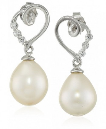 Bella Pearl Heart Shaped Pearl Drop Earrings - CO127SJEIA9