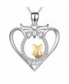 Owl Jewelry 925 Sterling Silver Mother Two-tone Child Love Heart Owl Necklace - CR184DMKQ7C