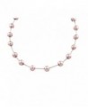 Pink Colored Faux Pearl Necklace with Silver Chain - Bridesmaid Jewelry - CD116DPQ58T