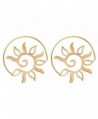81stgeneration Women's Brass Gold Tone Spiral Sun Leaf Ethnic Tribal Earrings - C912LJ0DO95