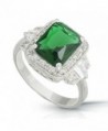 JanKuo Jewelry Rhodium Rectangular Emerald