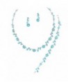Affordable Aqua Blue Color Crystal Bridesmaid 3 Bridal Necklace- Earring- Bracelet Set I2 - CG11DKLG2MX