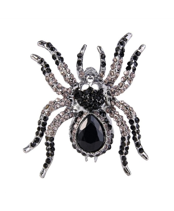 EVER FAITH Women's Austrian Crystal Vintage Style Halloween Spider Brooch Pin - Black Black-Tone - CD11GOJ1B15