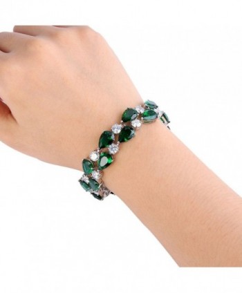 EVER FAITH Zirconia Emerald Color Silver Tone