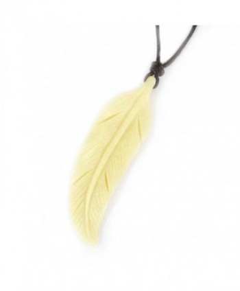 Ox Bone Carved Feather Pendant Necklace - CT1199PRE5N
