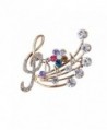 YinMai Treble Clef Musical Notes Brooch Pin Multicolor Rhinestone flower Brooch - C7187850A96