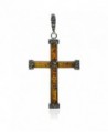 Sterling Silver Amber Cross Pendant - C411B9KCIXT