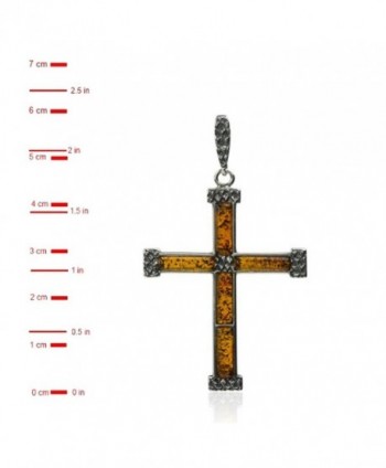 Sterling Silver Amber Cross Pendant